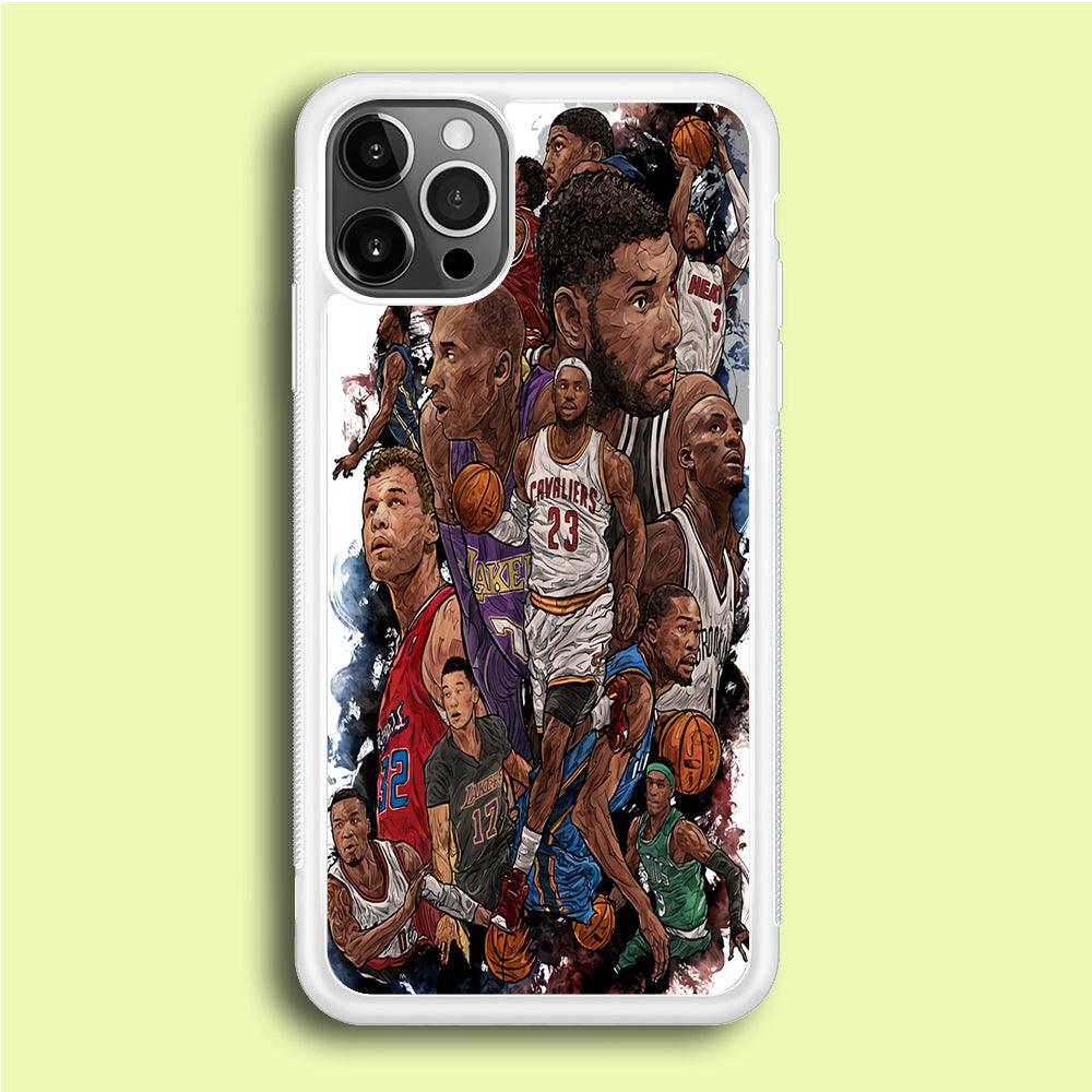 Basketball Players Art iPhone 12 Pro Case-Rubber / White (2D Case)-Xtracase