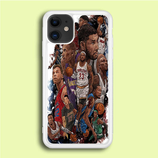 Basketball Players Art iPhone 12 Mini Case-Rubber / White (2D Case)-Xtracase