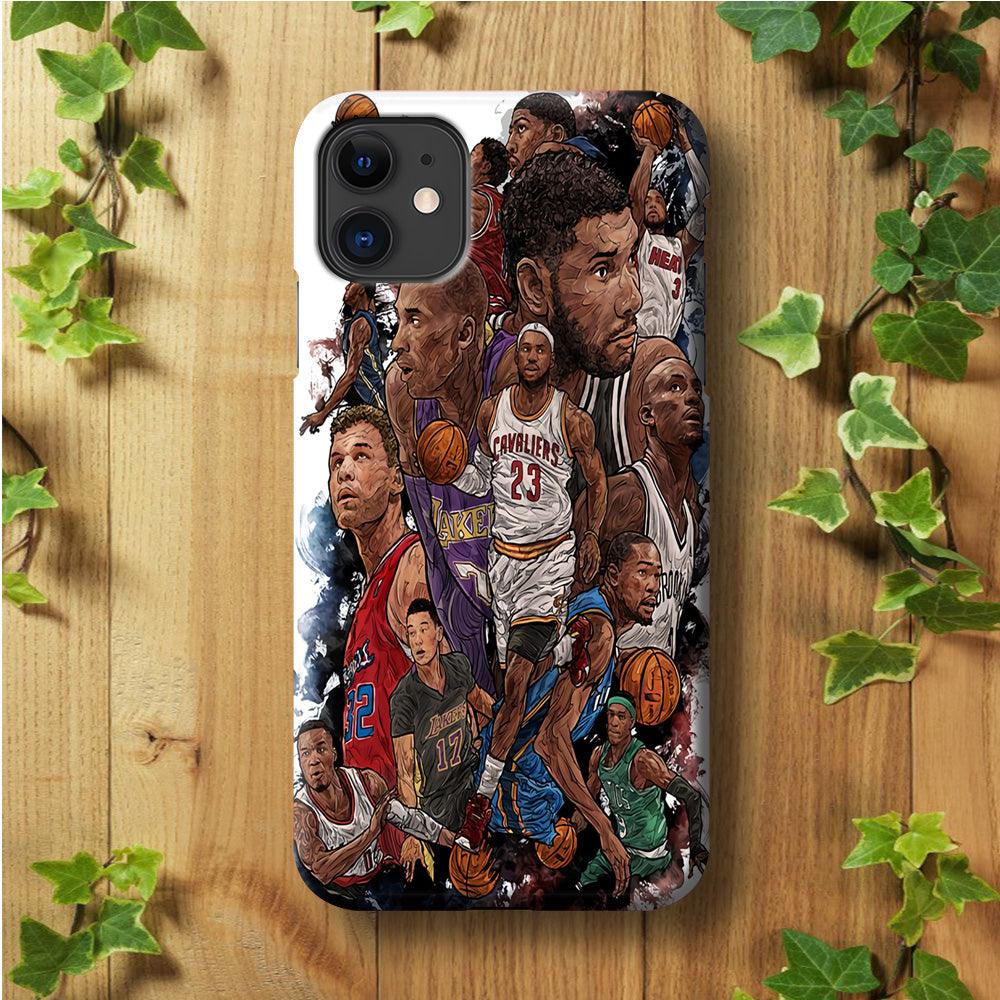 Basketball Players Art iPhone 11 Case-Plastic / Full Wrap (3D Case)-Xtracase