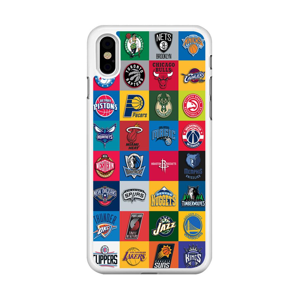 Basketball Teams NBA iPhone Xs Case-Rubber / White (2D Case)-Xtracase