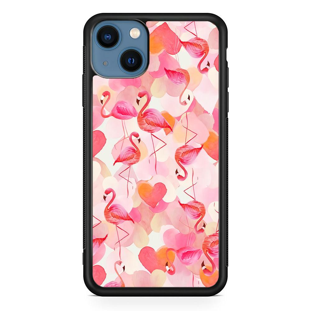 Beautiful Flamingo Art iPhone 13 Mini Case-Rubber / Black (2D Case)-Xtracase