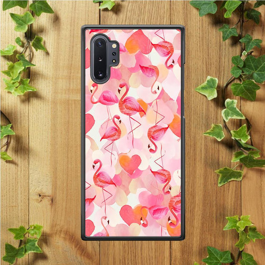 Beautiful Flamingo Art Samsung Galaxy Note 10 Plus Case-Rubber / White (2D Case)-Xtracase