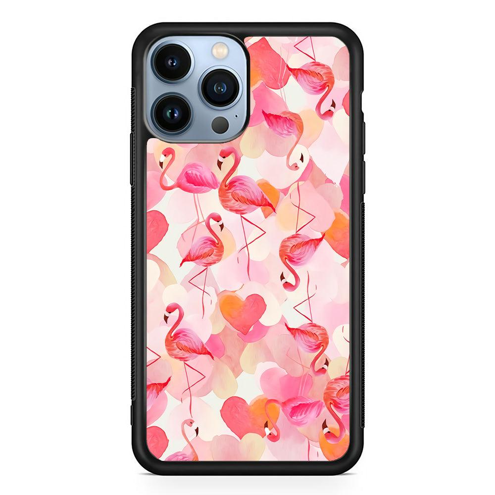 Beautiful Flamingo Art iPhone 13 Pro Case-Rubber / Black (2D Case)-Xtracase