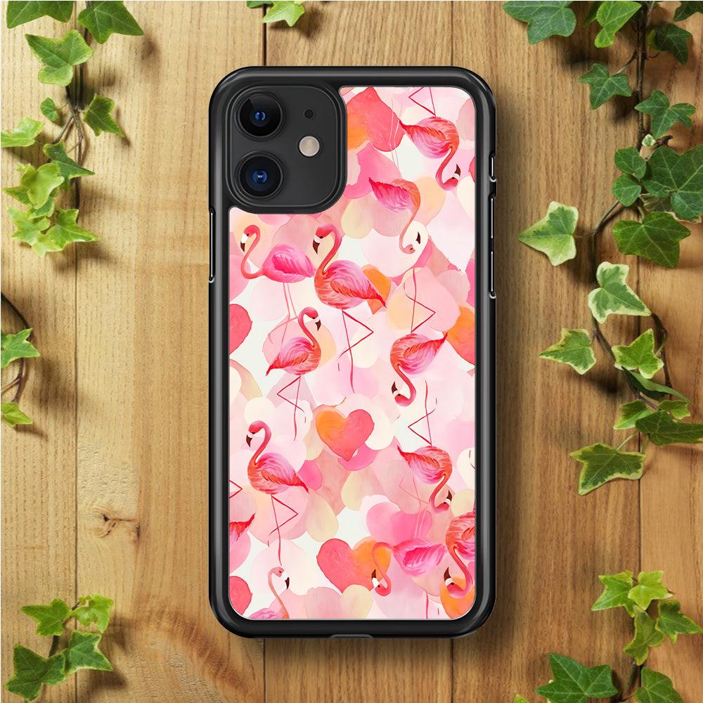 Beautiful Flamingo Art iPhone 11 Case-Rubber / Black (2D Case)-Xtracase