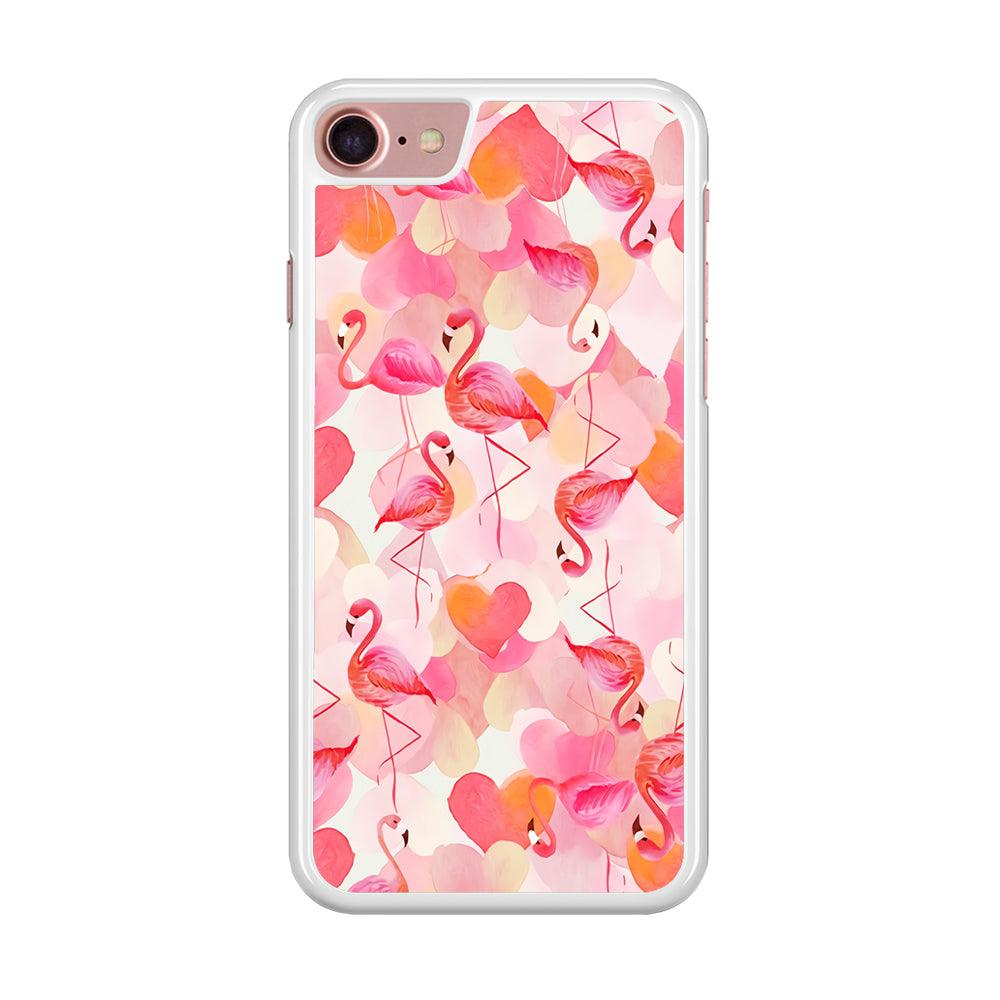 Beautiful Flamingo Art iPhone SE 2020 Case-Rubber / White (2D Case)-Xtracase
