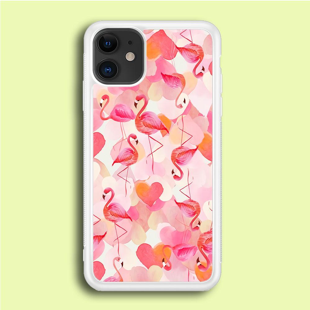Beautiful Flamingo Art iPhone 12 Mini Case-Rubber / White (2D Case)-Xtracase