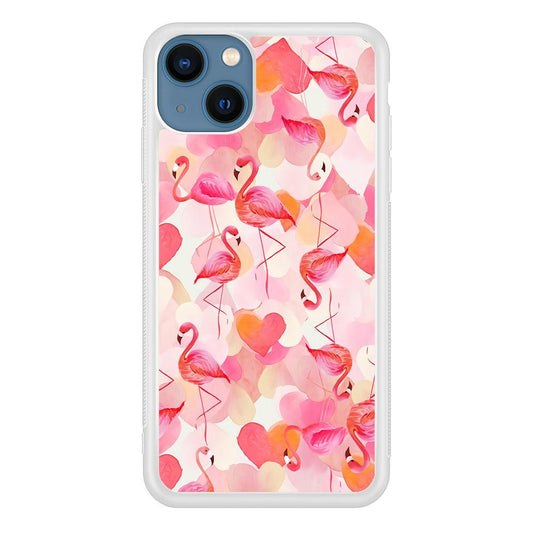 Beautiful Flamingo Art iPhone 13 Mini Case-Rubber / White (2D Case)-Xtracase