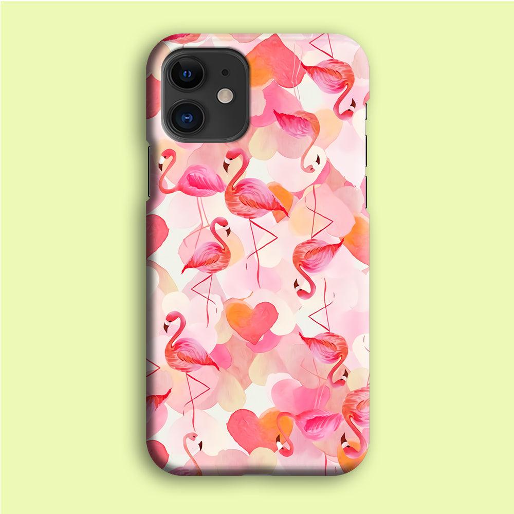 Beautiful Flamingo Art iPhone 12 Case-Plastic / Full Wrap (3D Case)-Xtracase