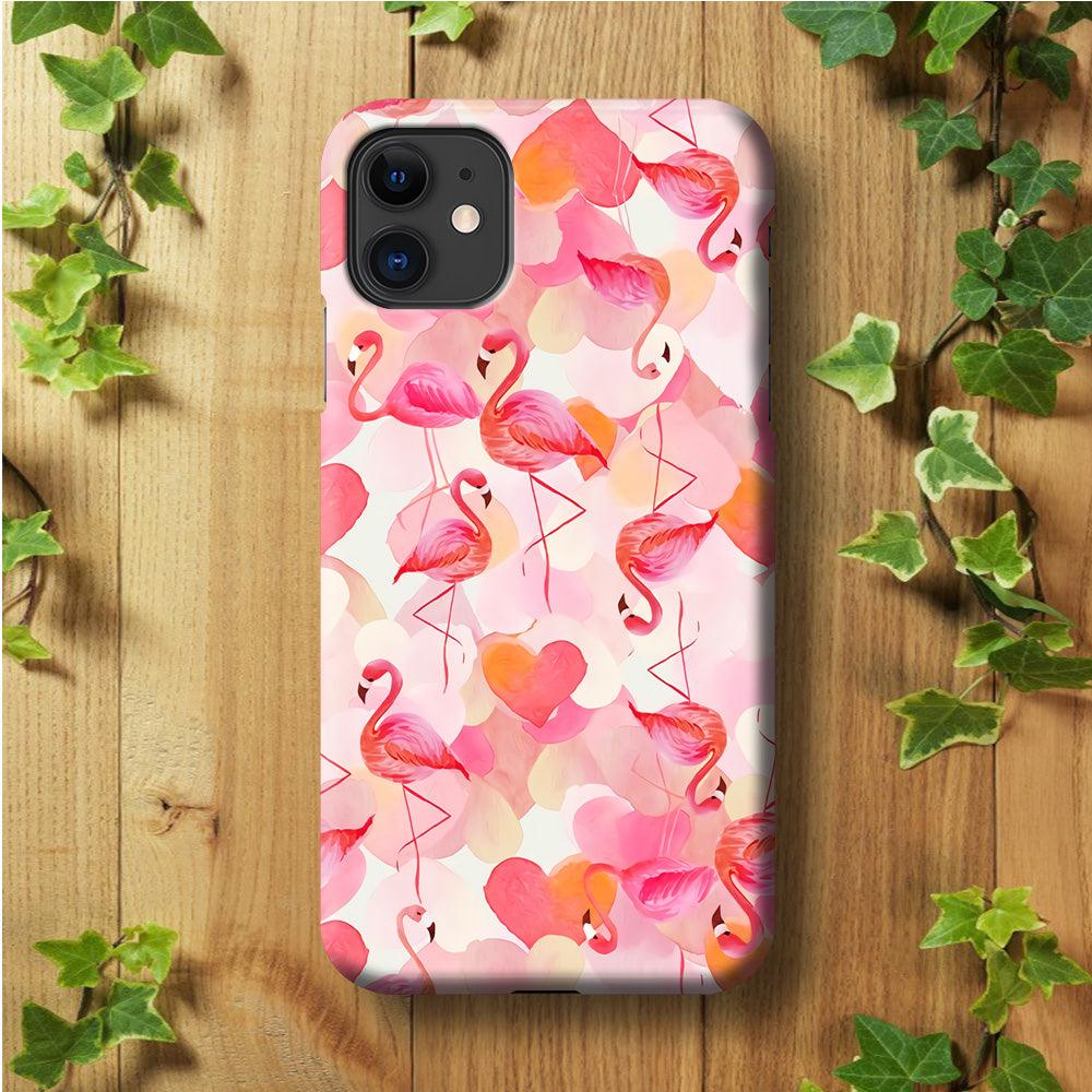 Beautiful Flamingo Art iPhone 11 Case-Plastic / Full Wrap (3D Case)-Xtracase