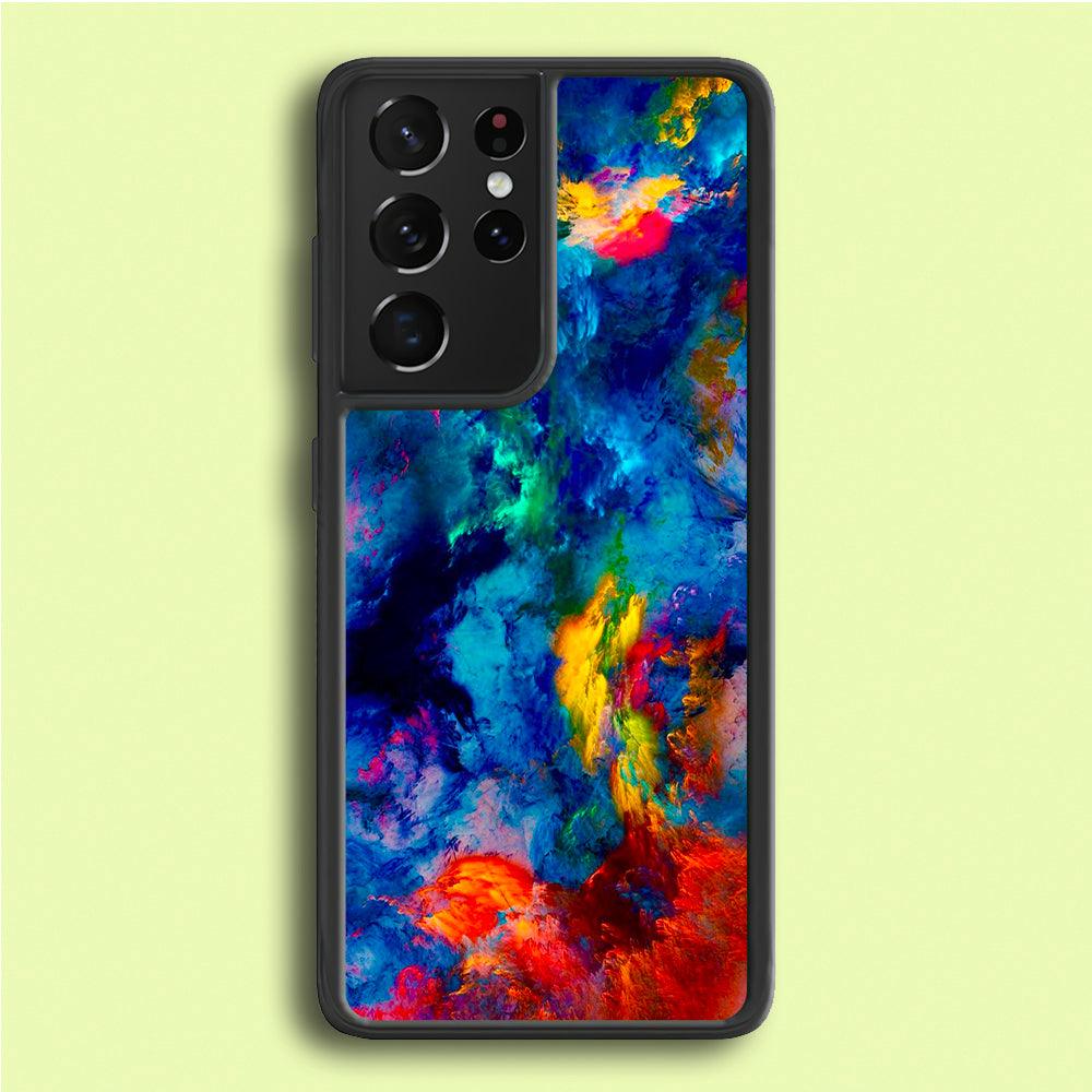 Beautiful Marble Colorful 001 Samsung Galaxy S21 Ultra Case-Rubber / Black (2D Case)-Xtracase