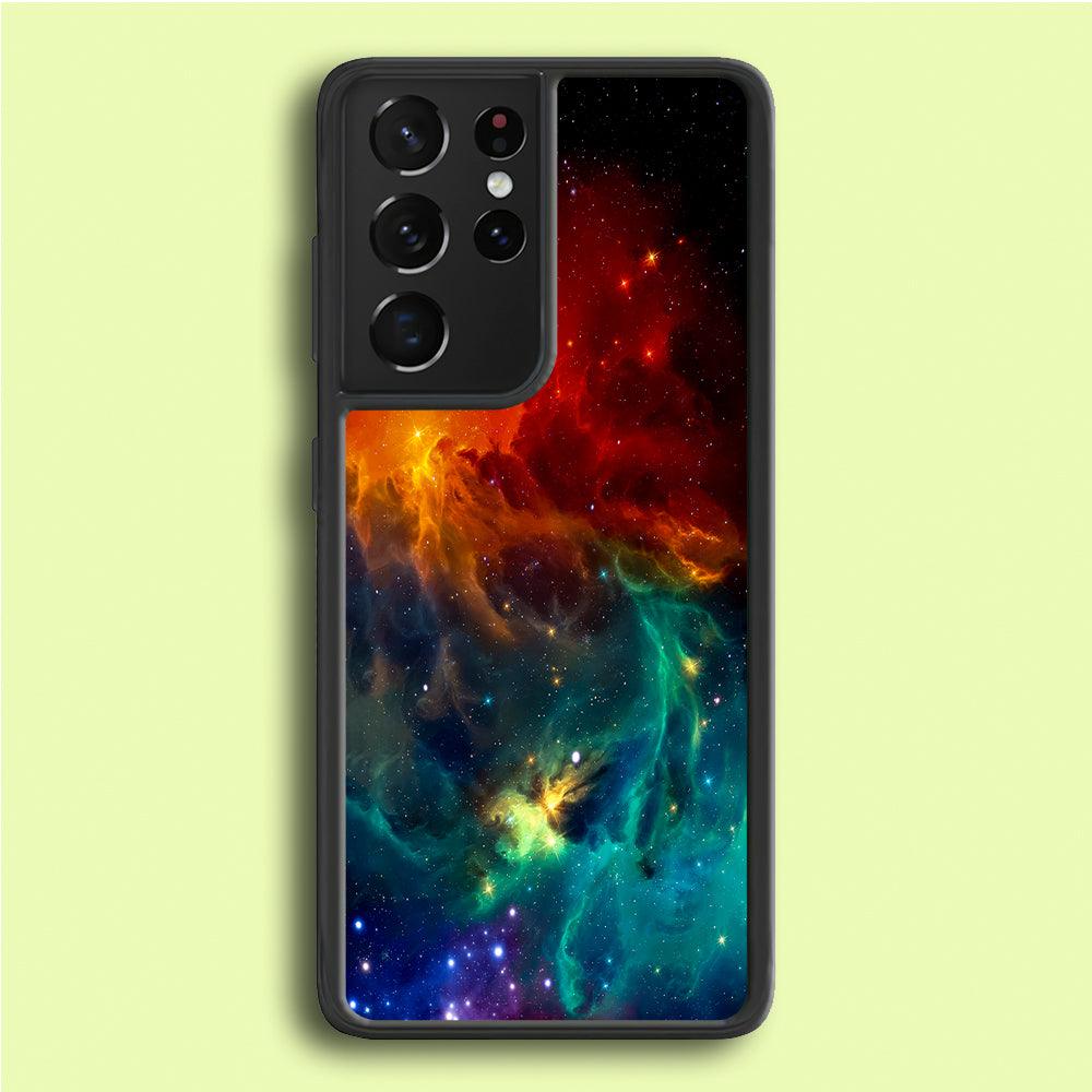Beautiful Space Colorful 001 Samsung Galaxy S21 Ultra Case-Rubber / White (2D Case)-Xtracase