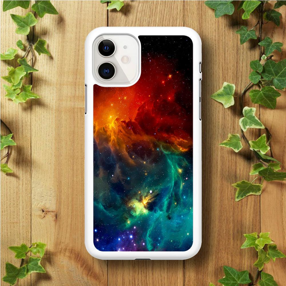 Beautiful Space Colorful 001 iPhone 11 Case-Rubber / White (2D Case)-Xtracase