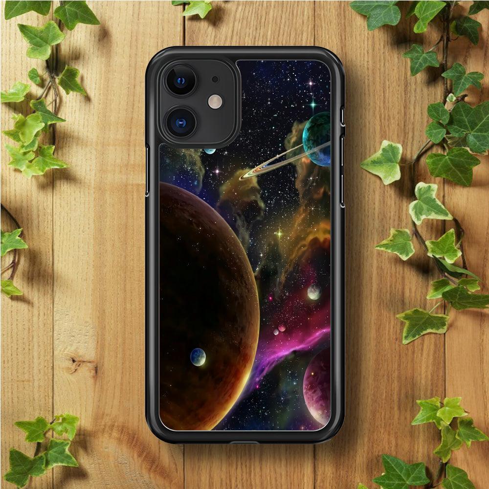 Beautiful Space Colorful 006 iPhone 11 Case-Rubber / Black (2D Case)-Xtracase