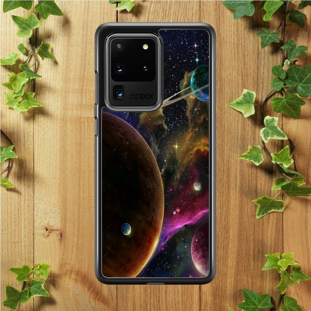Beautiful Space Colorful 006 Samsung Galaxy S20 Ultra Case-Rubber / White (2D Case)-Xtracase