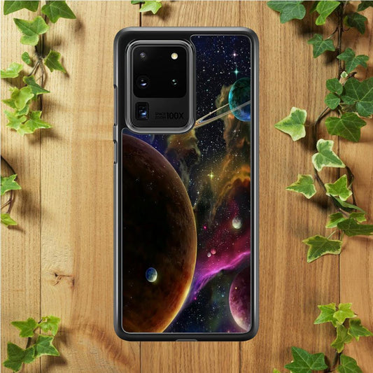 Beautiful Space Colorful 006 Samsung Galaxy S20 Ultra Case-Rubber / White (2D Case)-Xtracase