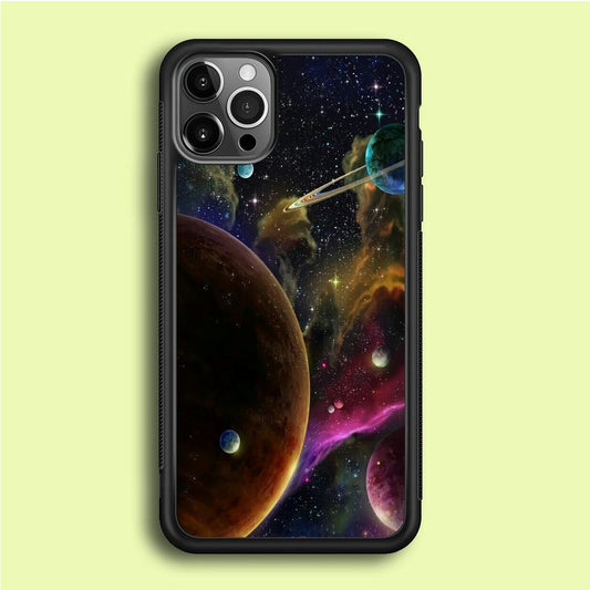 Beautiful Space Colorful 006 iPhone 12 Pro Case-Rubber / Black (2D Case)-Xtracase