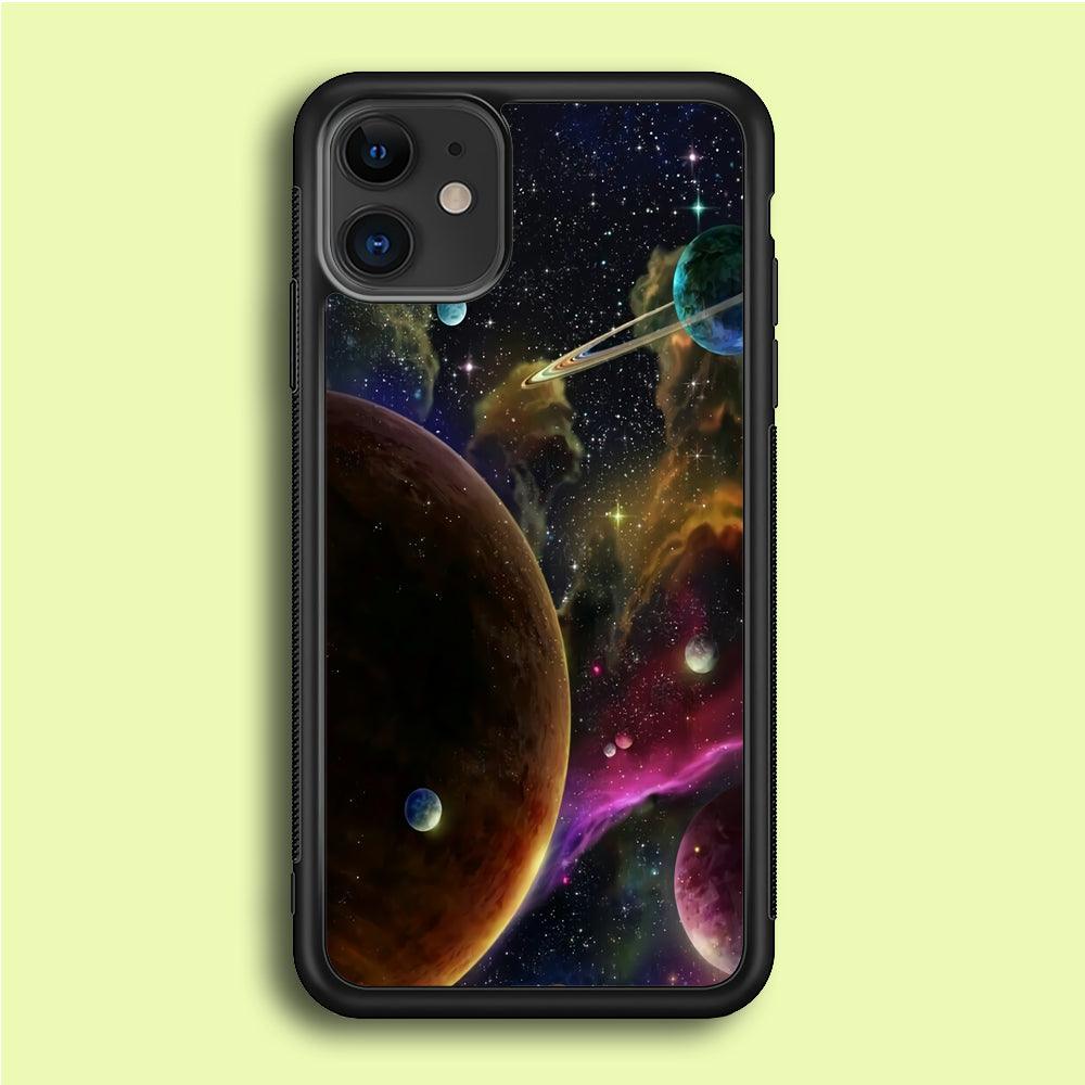 Beautiful Space Colorful 006 iPhone 12 Mini Case-Rubber / Black (2D Case)-Xtracase