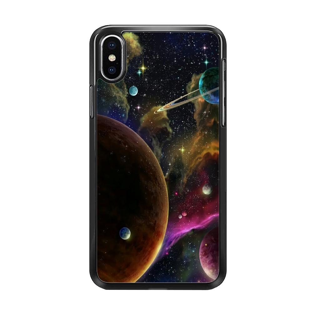 Beautiful Space Colorful 006 iPhone X Case-Rubber / Black (2D Case)-Xtracase