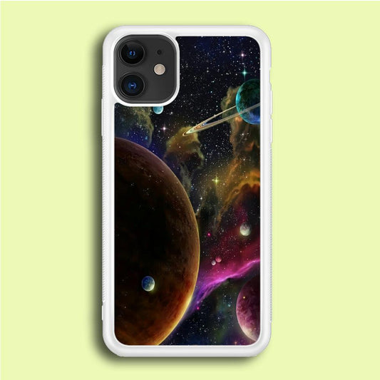 Beautiful Space Colorful 006 iPhone 12 Case-Rubber / White (2D Case)-Xtracase
