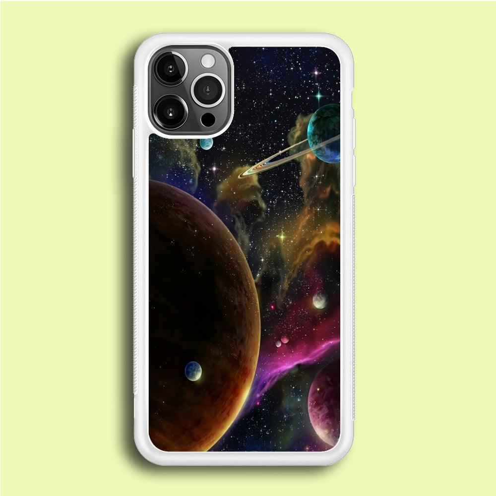 Beautiful Space Colorful 006 iPhone 12 Pro Case-Rubber / White (2D Case)-Xtracase