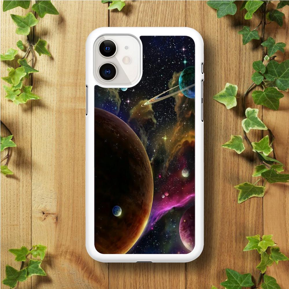 Beautiful Space Colorful 006 iPhone 11 Case-Rubber / White (2D Case)-Xtracase