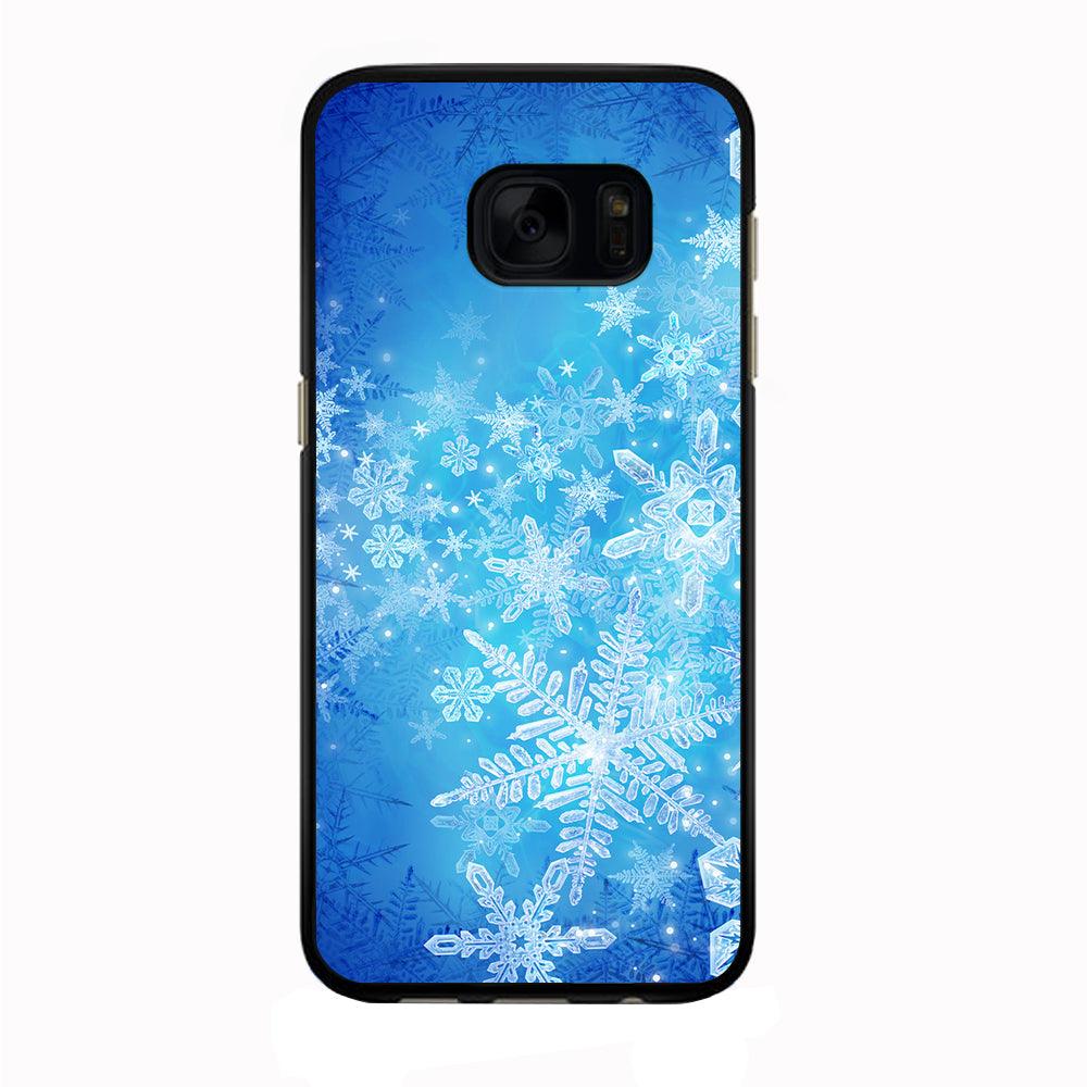 Beautifull Snow Pattern Samsung Galaxy S7 Edge Case-Rubber / Black (2D Case)-Xtracase