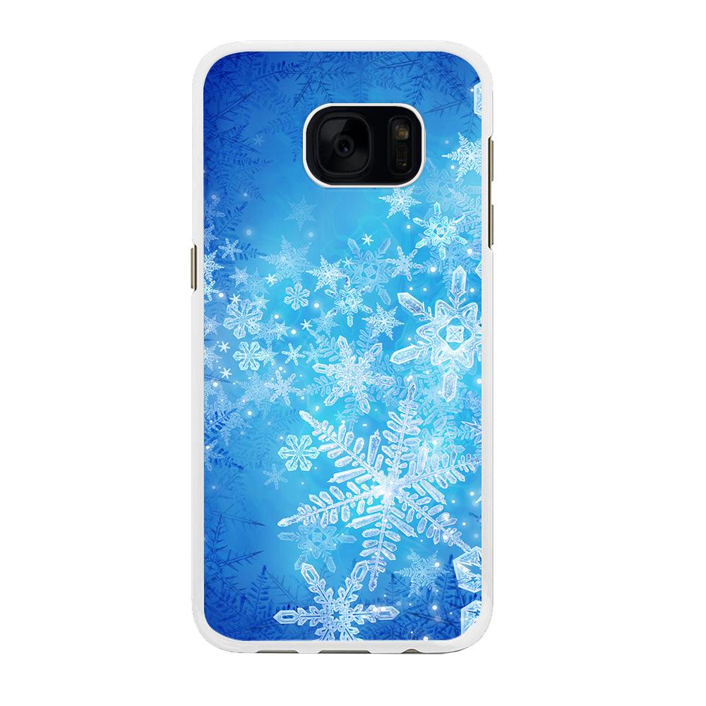 Beautifull Snow Pattern Samsung Galaxy S7 Edge Case-Rubber / White (2D Case)-Xtracase
