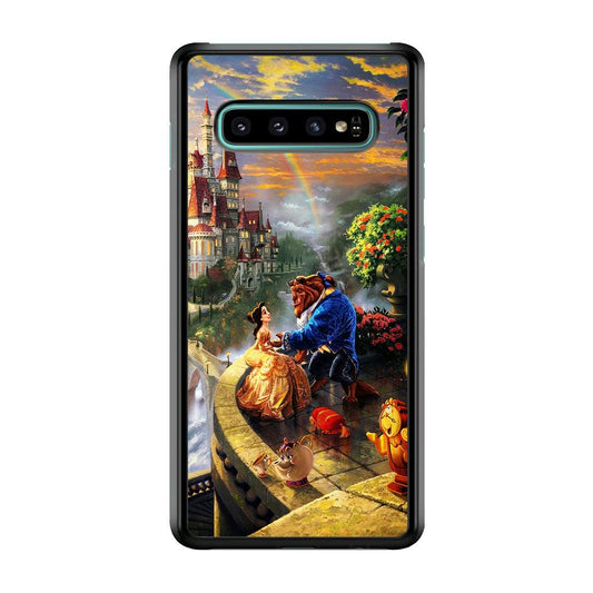 Beauty and The Beast Samsung Galaxy S10 Case-Rubber / White (2D Case)-Xtracase
