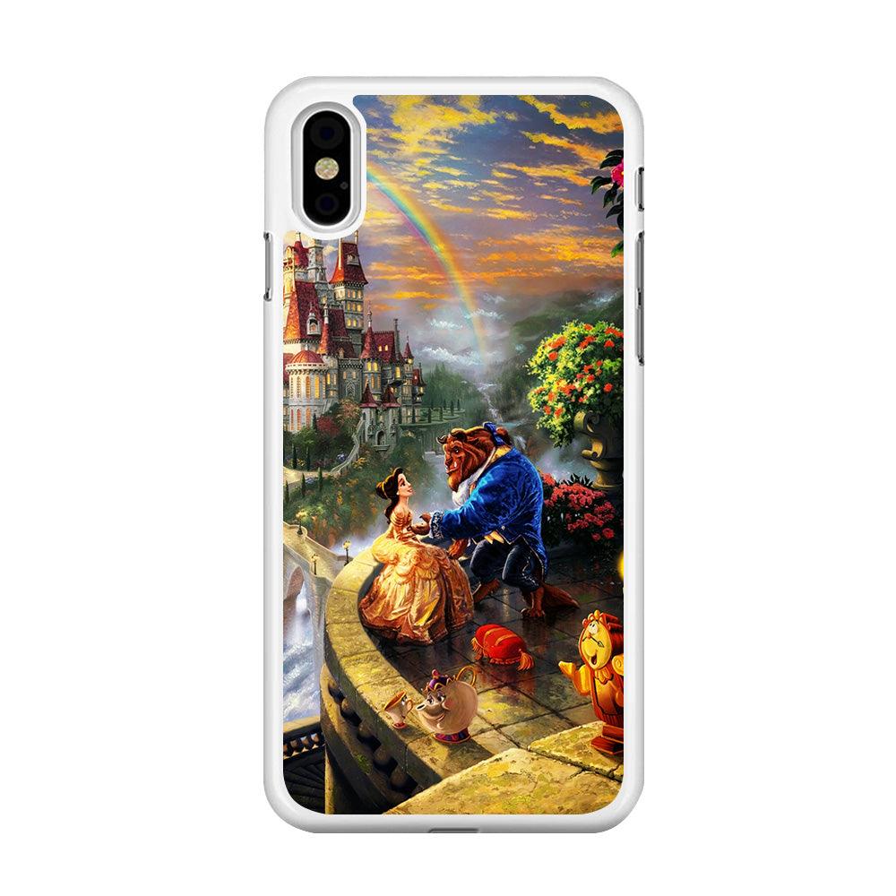 Beauty and The Beast iPhone Xs Case-Rubber / White (2D Case)-Xtracase