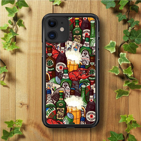 Beer Bottle Art iPhone 11 Case-Rubber / Black (2D Case)-Xtracase