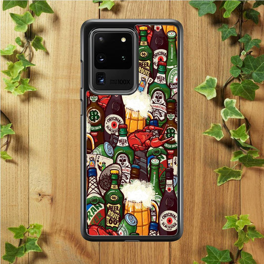 Beer Bottle Art Samsung Galaxy S20 Ultra Case-Rubber / Black (2D Case)-Xtracase