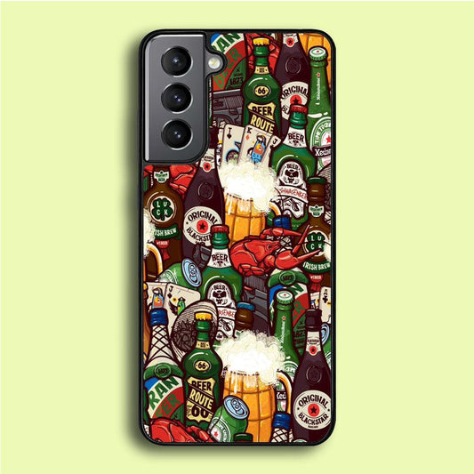 Beer Bottle Art Samsung Galaxy S21 Case-Rubber / White (2D Case)-Xtracase