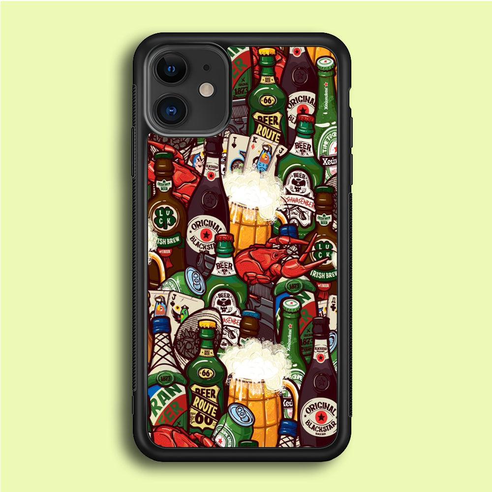 Beer Bottle Art iPhone 12 Case-Rubber / Black (2D Case)-Xtracase
