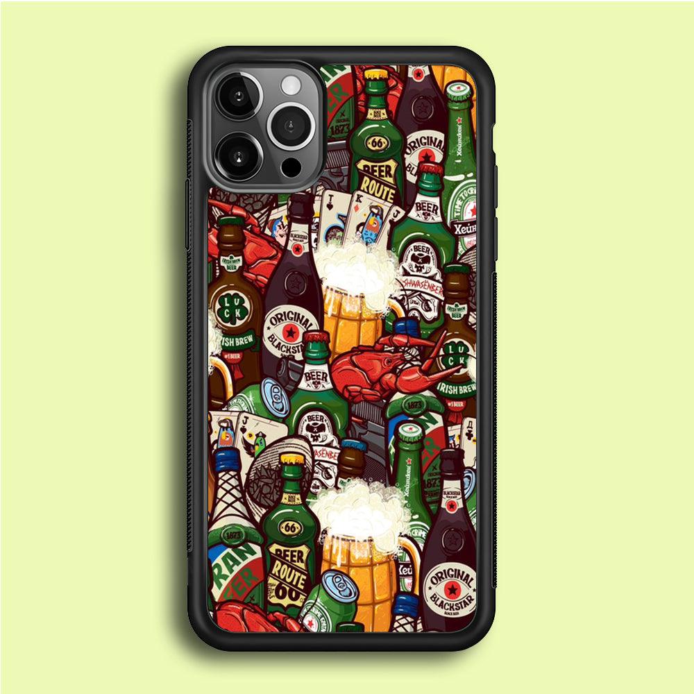 Beer Bottle Art iPhone 12 Pro Case-Rubber / Black (2D Case)-Xtracase