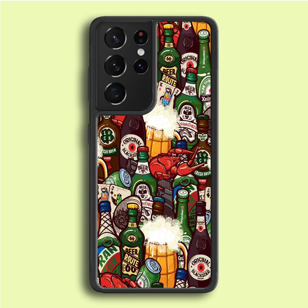 Beer Bottle Art Samsung Galaxy S21 Ultra Case-Plastic / Full Wrap (3D Case)-Xtracase