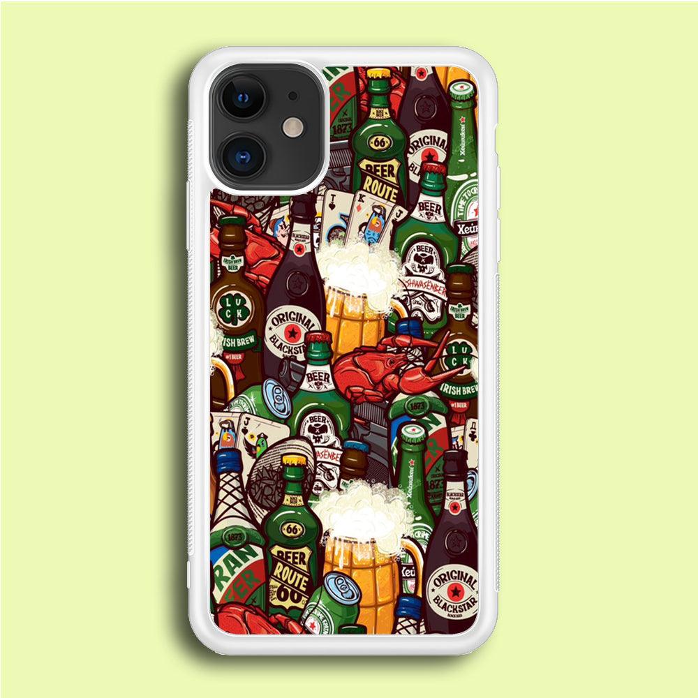 Beer Bottle Art iPhone 12 Case-Rubber / White (2D Case)-Xtracase