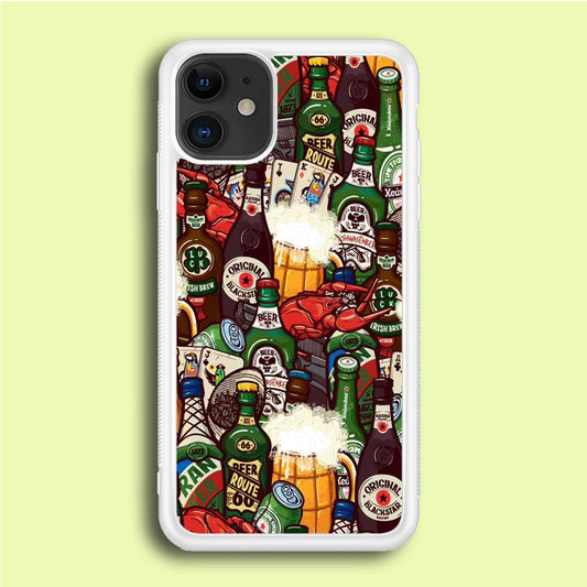 Beer Bottle Art iPhone 12 Case-Rubber / White (2D Case)-Xtracase