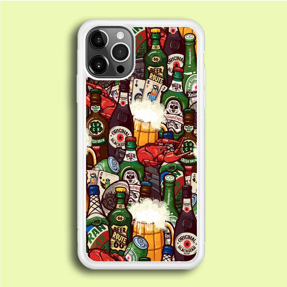 Beer Bottle Art iPhone 12 Pro Case-Rubber / White (2D Case)-Xtracase