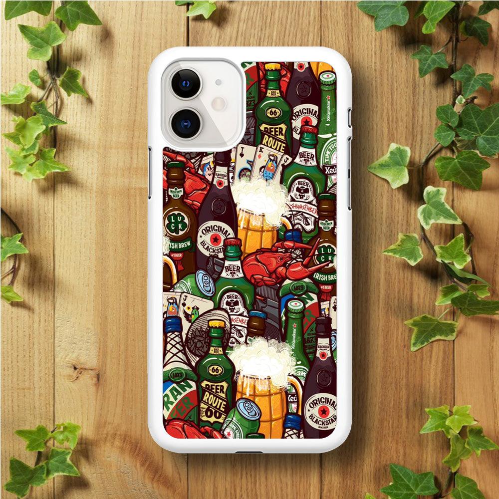 Beer Bottle Art iPhone 11 Case-Rubber / White (2D Case)-Xtracase