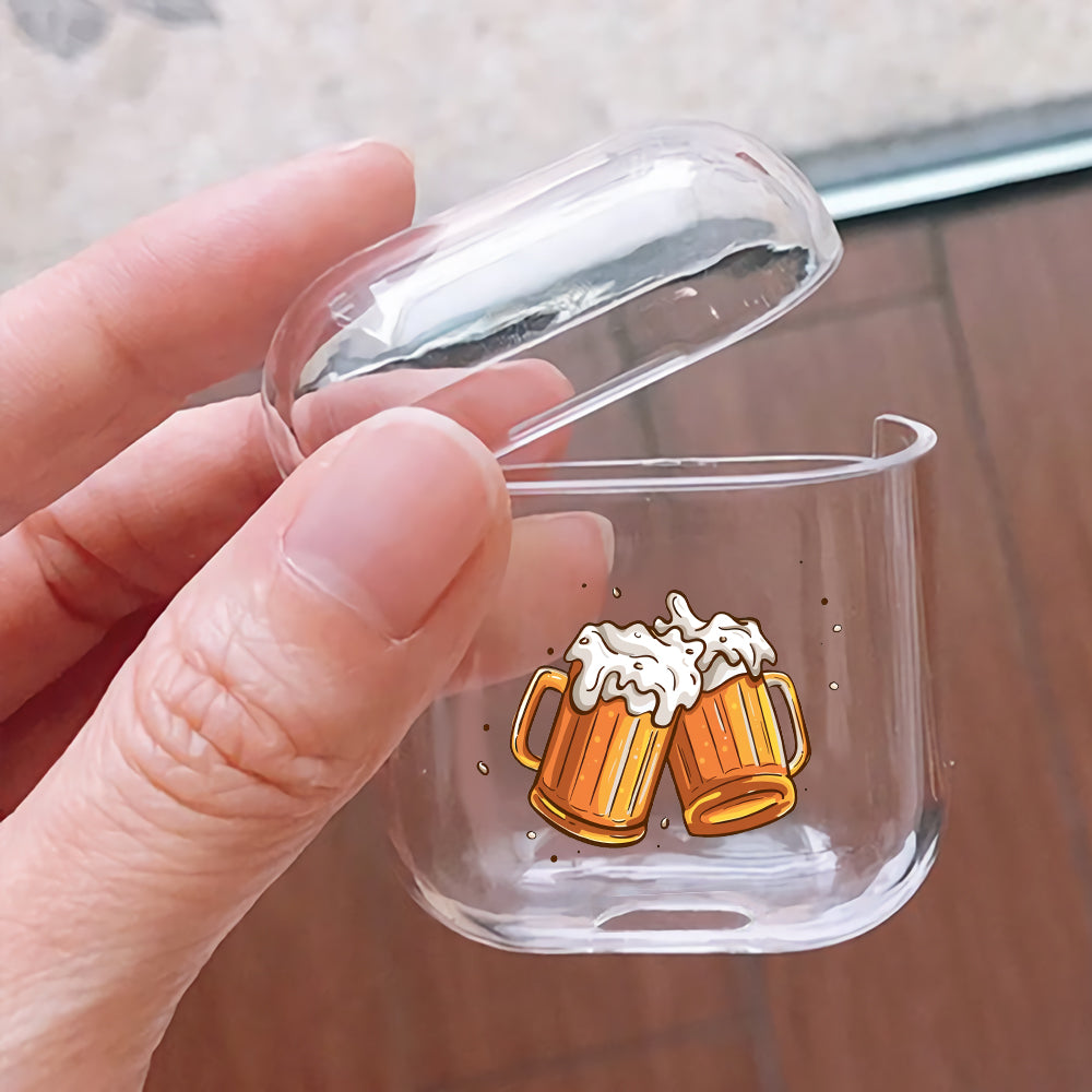 Beer cheers Hard Plastic Protective Clear Case Cover For Apple Airpods