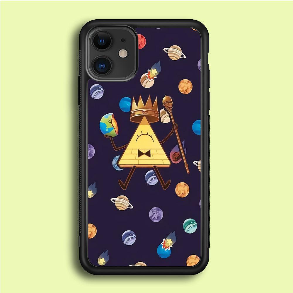 Bill Cipher and Planets Doodle iPhone 12 Mini Case-Rubber / Black (2D Case)-Xtracase