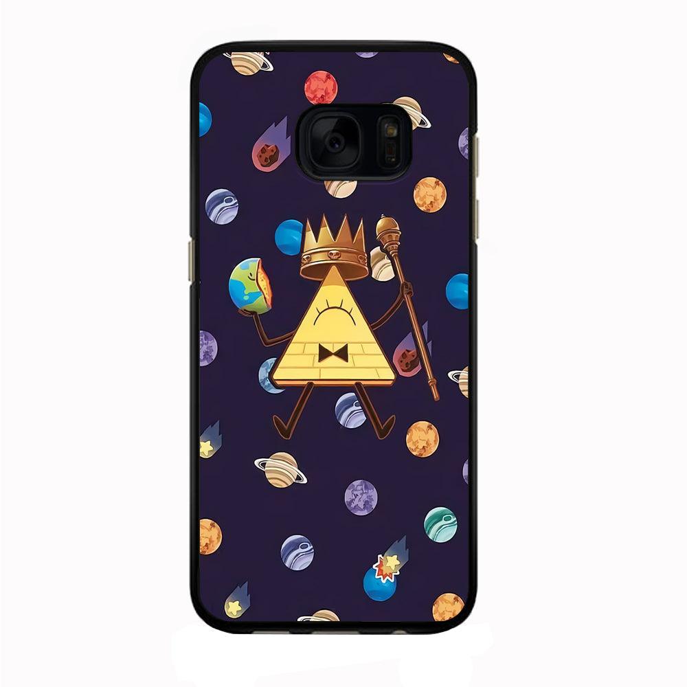 Bill Cipher and Planets Doodle Samsung Galaxy S7 Edge Case-Rubber / Black (2D Case)-Xtracase
