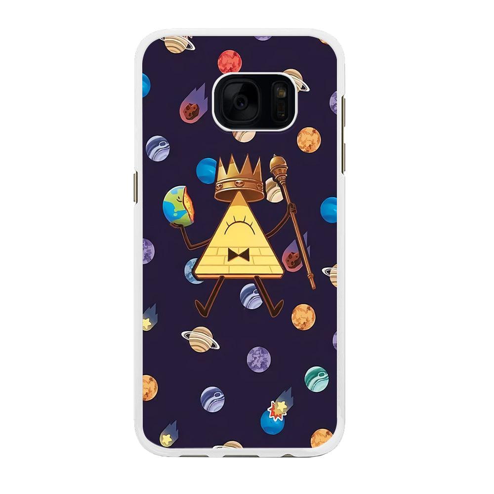 Bill Cipher and Planets Doodle Samsung Galaxy S7 Edge Case-Rubber / White (2D Case)-Xtracase