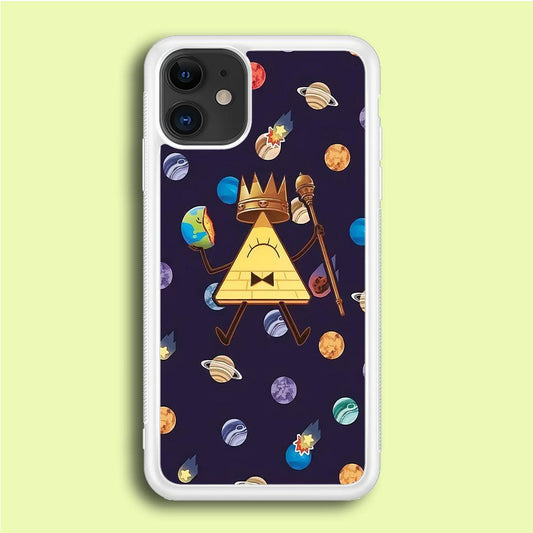 Bill Cipher and Planets Doodle iPhone 12 Case-Rubber / White (2D Case)-Xtracase