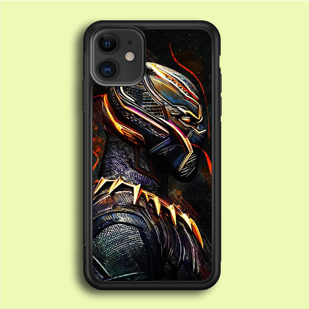 Black Panther Cool Art iPhone 12 Mini Case-Rubber / Black (2D Case)-Xtracase