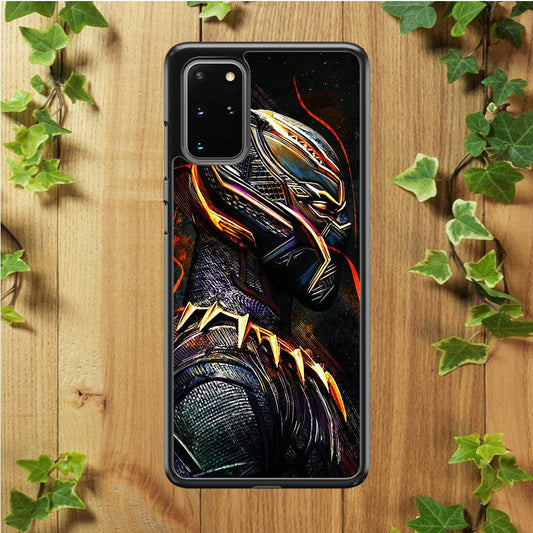 Black Panther Cool Art Samsung Galaxy S20 Plus Case-Rubber / White (2D Case)-Xtracase