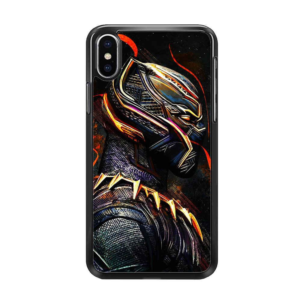Black Panther Cool Art iPhone Xs Max Case-Rubber / Black (2D Case)-Xtracase