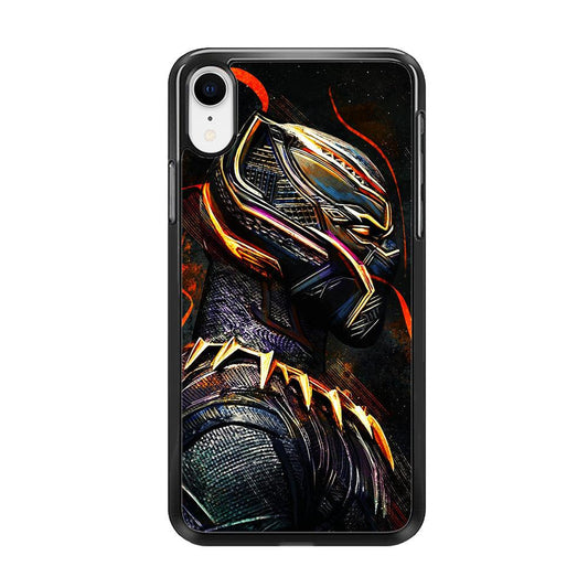 Black Panther Cool Art iPhone XR Case-Rubber / White (2D Case)-Xtracase