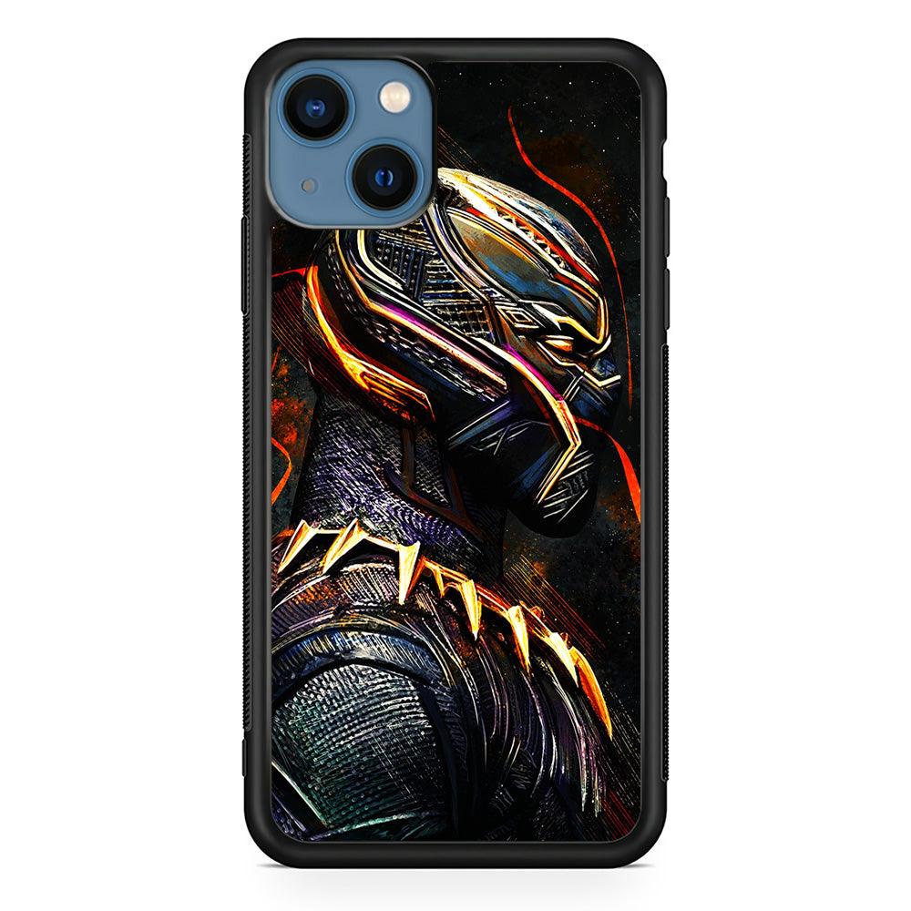 Black Panther Cool Art iPhone 13 Mini Case-Rubber / Black (2D Case)-Xtracase