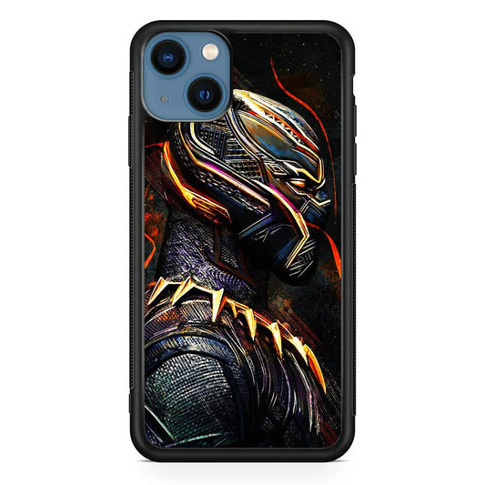 Black Panther Cool Art iPhone 13 Mini Case-Rubber / Black (2D Case)-Xtracase